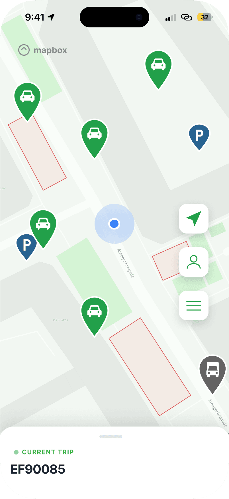 In trip screen of the GreenMobility redesign